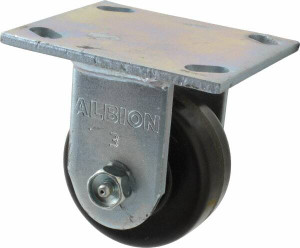 Albion Casters 3-1/4" Diam x 1-1/2" Wide x 4-1/4" OAH Top Plate Mount Rigid Caster Phenolic, 600 Lb Capacity, Roller Bearing, 4 x 4-1/2" Plate 16TM03101R - 75947937