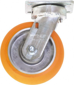 Caster Connection 6" Diam x 2" Wide x 7-1/2" OAH Top Plate Mount Swivel Caster Polyurethane on Aluminum, 1,000 Lb Capacity, Sealed Precision Ball Bearing, 4 x 4-1/2" Plate CDP-MSC-21 - 47172945