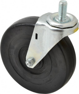 ER Wagner 5" Diam x 1-1/4" Wide x 5-1/2" OAH Stem Mount Swivel Caster Soft Rubber, 190 Lb Capacity, Delrin Bearing, 1/2-13 x 1" Threaded Stem 2F9905004000161 - 01505825
