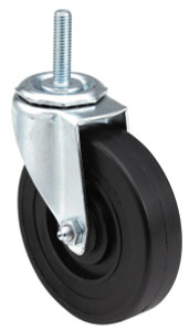 ER Wagner 4" Diam x 1-1/4" Wide x 4-1/2" OAH Stem Mount Swivel Caster TPR, 165 Lb Capacity, Delrin Bearing, 1/2-13 x 1-1/2" Threaded Stem 2F9944B26000110 - 01505882