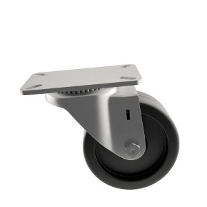 ER Wagner 3" Diam x 1-1/4" Wide x 3-3/4" OAH Top Plate Mount Swivel Caster Polyolefin, 210 Lb Capacity, Plain Bearing, 2-3/4 x 3-3/4" Plate 2F9803027000100 - 01507110