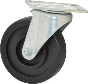 ER Wagner 5" Diam x 1-3/8" Wide x 6-1/16" OAH Top Plate Mount Swivel Caster Polyolefin, 350 Lb Capacity, Plain Bearing, 3-1/8 x 4-1/8" Plate 1F2805027000197 - 01507151