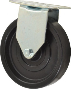 ER Wagner 5" Diam x 1-1/4" Wide x 5-5/8" OAH Top Plate Mount Rigid Caster Polyolefin, 280 Lb Capacity, Plain Bearing, 2-3/4 x 3-3/4" Plate 1F9305027000100 - 01507458