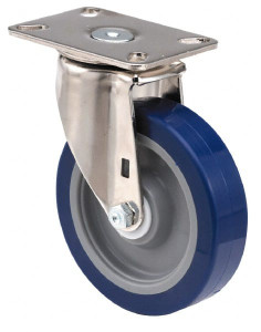 ER Wagner 6" Diam x 1-1/2" Wide x 7-3/8" OAH Top Plate Mount Swivel Caster TPR, 280 Lb Capacity, Delrin Bearing, 3-1/8 x 4-1/8" Plate 3F28A6B26000797 - 01507623 ER Wagner 6" Diam x 1-1/2" Wide x 7-3/8" OAH Top Plate Mount Swivel Caster TPR, 280 Lb Capacity, Delrin Bearing, 3-1/8 x 4-1/8" Plate 3F28A6B26000797 - 01507623