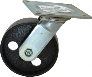 ER Wagner 6" Diam x 2" Wide x 7-1/2" OAH Top Plate Mount Swivel Caster Semi-Steel, 1,200 Lb Capacity, Roller Bearing, 5 x 5-1/2" Plate 1F8806411000191 - 01508746