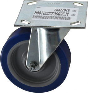 ER Wagner 5" Diam x 1-1/2" Wide x 6-3/8" OAH Top Plate Mount Swivel Caster Polyurethane, 450 Lb Capacity, Roller Bearing, 3-3/4 x 4-5/8" Plate 3F28B5C25000199 - 57077992