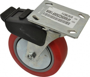 ER Wagner 6" Diam x 2" Wide x 7-1/2" OAH Top Plate Mount Swivel Caster with Brake Polyurethane, 700 Lb Capacity, Roller Bearing, 4 x 4-1/2" Plate 4F8806C2500F190 - 57078511
