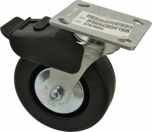 ER Wagner 6" Diam x 2" Wide x 7-1/2" OAH Top Plate Mount Swivel Caster with Brake Phenolic, 700 Lb Capacity, Roller Bearing, 4 x 4-1/2" Plate 4F880643800F190 - 57078693