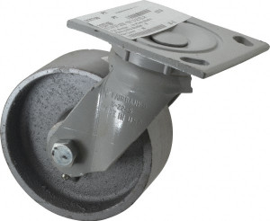 Fairbanks 5" Diam x 2" Wide x 6-1/2" OAH Top Plate Mount Swivel Caster Semi-Steel, 1,000 Lb Capacity, Roller Bearing, 4 x 4-1/2" Plate N22-5-IRB - 01357169