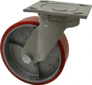 Fairbanks 6" Diam x 2" Wide x 7-1/4" OAH Top Plate Mount Swivel Caster Polyurethane, 1,000 Lb Capacity, Roller Bearing, 4 x 4-1/2" Plate N22-6-PO - 65365728
