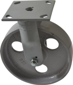 Fairbanks 8" Diam x 2" Wide x 9-1/2" OAH Top Plate Mount Rigid Caster Semi-Steel, 1,200 Lb Capacity, Roller Bearing, 4 x 4-1/2" Plate N32-8-IRB - 65365967