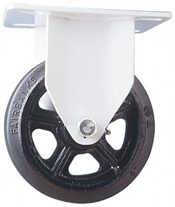 Fairbanks 8" Diam x 2-1/2" Wide x 9-3/4" OAH Top Plate Mount Rigid Caster Rubber, 1,300 Lb Capacity, Roller Bearing, 5-1/2 x 8-1/4" Plate 34-85-HC - 65366064