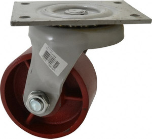 Fairbanks 5" Diam x 2-1/2" Wide x 7-1/4" OAH Top Plate Mount Swivel Caster Ductile Iron, 2,500 Lb Capacity, Roller Bearing, 5 x 6-1/2" Plate 25-5-DU - 65366080