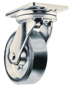 Fairbanks 8" Diam x 2" Wide x 9-1/4" OAH Top Plate Mount Swivel Caster Phenolic, 1,000 Lb Capacity, Roller Bearing, 4-1/2 x 6-1/4" Plate W26-8-MC - 66028952