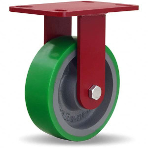 Hamilton Caster 6" Diam x 2" Wide x 7-3/4" OAH Top Plate Mount Rigid Caster Polyurethane, 1,200 Lb Capacity, Precision Sealed Bearing, 4-1/2 x 6-1/2" Plate R-HS-6DB - 74976960