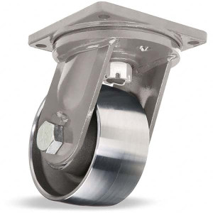 Hamilton Caster 8" Diam x 4" Wide x 11" OAH Top Plate Mount Swivel Caster Forged Steel, 17,000 Lb Capacity, Tapered Bearing, 8-1/2 x 8-1/2" Plate S-MD-84FST - 74980590