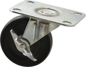 Shepherd Caster 3" Diam x 13/16" Wide x 3-1/2" OAH Top Plate Mount Swivel Caster with Brake Soft Rubber, 110 Lb Capacity, Nylon Bearing, 2-5/8 x 3-3/4" Plate 102944 - 06465736