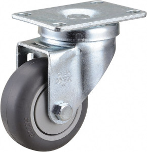 Value Collection 3" Diam x 1-1/4" Wide x 4-3/8" OAH Top Plate Mount Swivel Caster Soft Rubber, 200 Lb Capacity, Ball Bearing, 2-7/8 x 3-5/8" Plate 651493 - 02275659