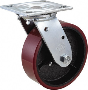 Value Collection 6" Diam x 2" Wide x 7-1/2" OAH Top Plate Mount Swivel Caster Polyurethane, 1,200 Lb Capacity, Roller Bearing, 4 x 4-1/2" Plate GMC-SI-0063 - 89765044