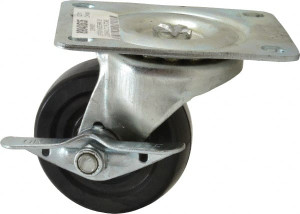 Value Collection 3" Diam x 1-1/4" Wide x 3-13/16" OAH Top Plate Mount Swivel Caster with Brake Soft Rubber, 175 Lb Capacity, Self-Lubricating Bearing, 3-1/8 x 4-1/8" Plate 3-30-105-2 BRK - 89843635