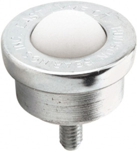 Hudson Bearings 5/8 Inch Diameter, Round, Nylon Ball Transfer 1.1875 Inch Overall Diameter, 0.8125 Inch Mount Height, 125 Lb. Capacity NSMBT-5/8CS - 42942029