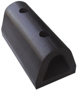 Vestil Synthetic Rubber Extruded Half-Oval Fender Bumper 18" Wide x 6" High, 6" Projection, 5/8" Bolt Hole Diam M-6-18 - 30114706