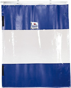 TMI, LLC 24 ft. Door Width x 12 ft. Door Height PVC Solid with Vision Panel (Style) Industrial Curtain Kit Blue/Clear IC-V-24X12 - 57326126