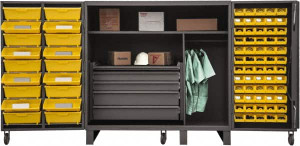 Durham 2 Shelf 78 Bin Storage Cabinet Steel, 36" Wide x 36" Deep x 60" High, Gray HDC6072DC18TB5B - 33707290