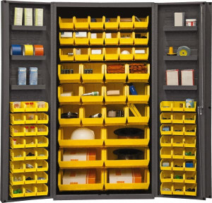 Durham 6 Shelf 78 Bin Storage Cabinet Steel, 36" Wide x 24" Deep x 72" High, Gray DC36-78-6DS-95 - 50021005