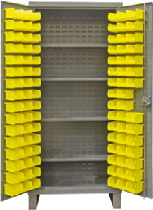 Durham 4 Shelf 96 Bin Storage Cabinet Steel, 36" Wide x 24" Deep x 78" High, Gray HDC36-96-4S95 - 69956555