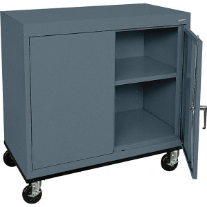 Sandusky Lee 2 Shelf Mobile Storage Cabinet Steel, 36" Wide x 24" Deep x 30" High, Charcoal Gray TA11362430-02 - 03404134