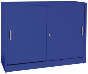 Sandusky Lee 2 Shelf Sliding Door Storage Cabinet Steel, 36" Wide x 18" Deep x 29" High, Blue BA1S 361829-06 - 40258428