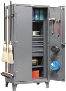 Strong Hold 3 Shelf Pegboard Storage Cabinet Steel, 36" Wide x 24" Deep x 78" High, Dark Gray 36-PB-243-4DBBH - 01223742
