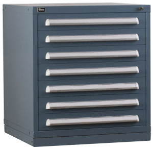 Vidmar 7 Drawer, 152 Compartment Light Blue Steel Preconfigured Modular Storage Cabinet 33" High x 30" Wide x 27-3/4" Deep SEP1001ALS22577 - 01182849