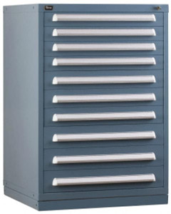 Vidmar 6 Drawer, 98 Compartment Light Blue Steel Preconfigured Modular Storage Cabinet 44" High x 30" Wide x 27-3/4" Deep RP2112AL S22577 - 01182856