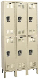 Hallowell 6 Door, 2 Tier, Premium Wardrobe Lockers 45" Wide x 18" Deep x 78" High, Parchment U3588-2PT - 65170433