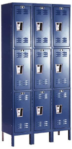 Hallowell 9 Door, 3 Tier, Premium Wardrobe Lockers 36" Wide x 12" Deep x 78" High, Marine Blue U3228-3MB - 65170615