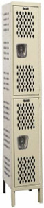 Hallowell 2 Door, 2 Tier, Heavy-Duty Ventilated Wardrobe & Box Lockers 12" Wide x 15" Deep x 78" High, Parchment U1258-2HV-A-PT - 65173643