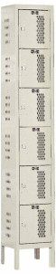 Hallowell 6 Door, 6 Tier, Heavy-Duty Ventilated Wardrobe & Box Lockers 12" Wide x 18" Deep x 78" High, Parchment U1288-6HDV-PT - 65174559
