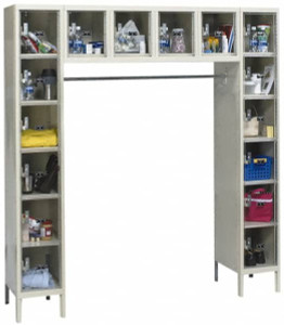 Hallowell 16 Door, 16 Tier, Safety-View Plus Box Lockers 72" Wide x 18" Deep x 78" High, Parchment USVP1788-16APT - 80799323