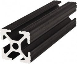 80/20 Inc. 72 Inches Long x 1 Inch Wide x 1 Inch High, T Slotted Aluminum Extrusion 0.4379 Square Inches, Black Anodized Finish 1010-BLACK-72 - 61998530