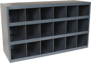 Durham 18 Bin Bin Shelving Unit with Openings 33-3/4 Inch Overall Width x 12 Inch Overall Depth x 19-1/4 Inch Overall Height, Gray Steel Bins 354-95-MSC - 89828883