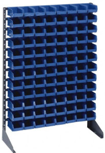 Quantum Storage Systems 192 Bin Rail Unit with Bins 36 Inch Overall Width x 25 Inch Overall Depth x 53 Inch Overall Height, Blue Polypropylene / Polyethylene Bins QRU12D-220192BL - 08807513