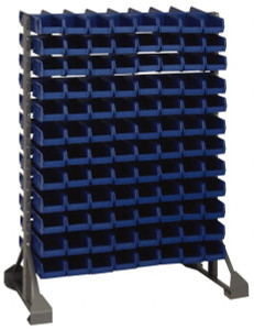 Quantum Storage Systems 48 Bin Rail Unit with Bins 36 Inch Overall Width x 25 Inch Overall Depth x 53 Inch Overall Height, Red Polypropylene / Polyethylene Bins QRU12D-23948RD - 08807554