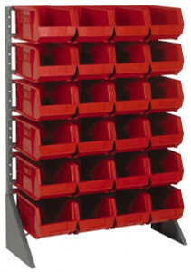 Quantum Storage Systems 24 Bin Rail Unit with Bins 36 Inch Overall Width x 15 Inch Overall Depth x 53 Inch Overall Height, Blue Polypropylene / Polyethylene Bins QRU12S-23924BL - 08807760