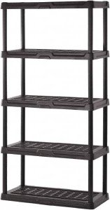 Sandusky Lee 72" High x 36" Wide x 18" Deep, 5 Shelf Polyurethane Utility Plastic Shelving Black, 150 Lb Capacity PS361872-5B - 69812576