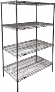 Value Collection 3,200 Lb Capacity 4 Shelf Wire Shelving - Starter Unit 24" Wide x 24" Deep x 74" High, Stainless Steel WS-MH-WSBDS-41 - 43381649