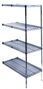 Value Collection 2,400 Lb Capacity 4 Shelf Wire Shelving - Add-On Unit 72" Wide x 24" Deep x 63" High, Chrome WS-MH-WSBDS-140 - 43382605