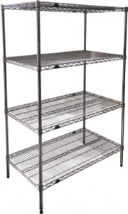 Value Collection 3,200 Lb Capacity 4 Shelf Wire Shelving - Starter Unit 36" Wide x 18" Deep x 63" High, Chrome WS-MH-WSBDS-125 - 43382753