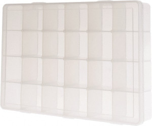 Durham Adjustable Compartment Clear Small Parts Compartment Box 13-1/8" Wide x 2-5/16" High x 9" Deep, Polypropylene Frame LPADJ-CLEAR - 00068239